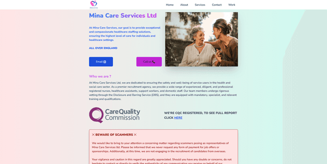 Mina Care Services Website